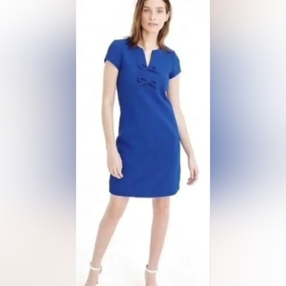 J.Crew Cobalt Blue Presentation Shift Dress Short Sleeve - Picture 1 of 11